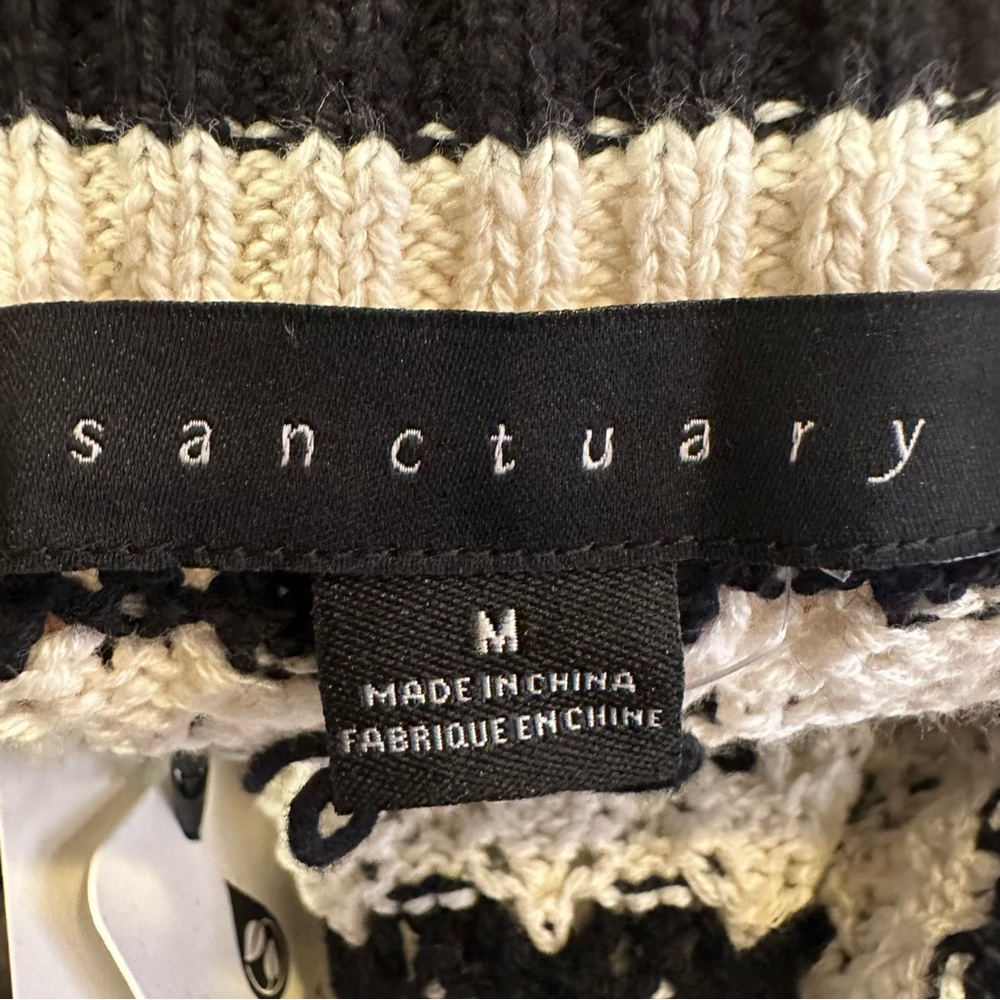 Sanctuary NWT Crochet Black and White Striped Sweater Vest/Tank - Picture 9 of 12